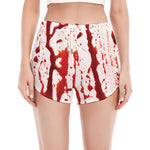 Dripping Blood Print Women's Split Running Shorts