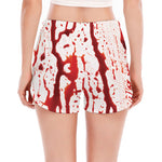 Dripping Blood Print Women's Split Running Shorts