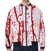 Dripping Blood Print Zip Sleeve Bomber Jacket