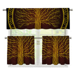 Druidic Yggdrasil Tree Print 3 Piece Kitchen Curtains