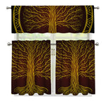 Druidic Yggdrasil Tree Print 3 Piece Kitchen Curtains