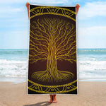 Druidic Yggdrasil Tree Print Beach Towel