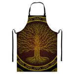 Druidic Yggdrasil Tree Print Bib Apron With Pocket