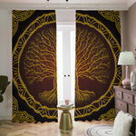 Druidic Yggdrasil Tree Print Blackout Pencil Pleat Curtains