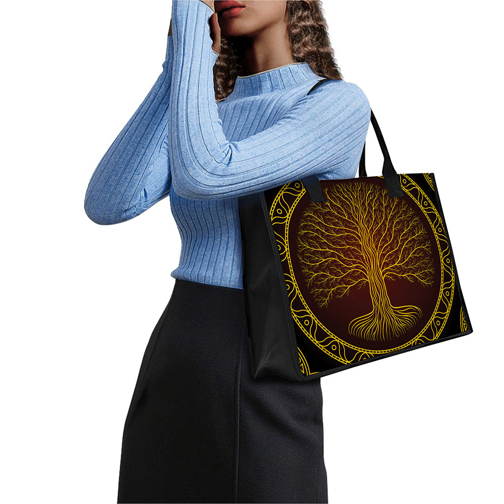 Druidic Yggdrasil Tree Print Canvas Tote Bag