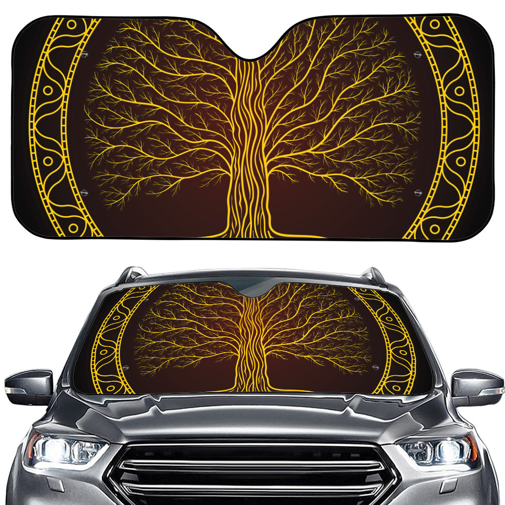 Druidic Yggdrasil Tree Print Car Windshield Sun Shade