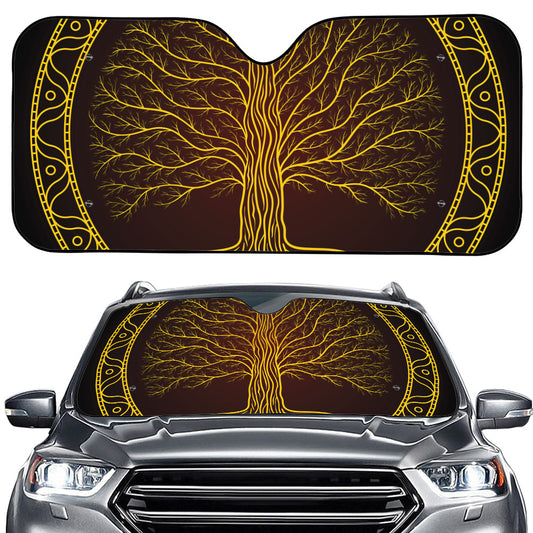 Druidic Yggdrasil Tree Print Car Windshield Sun Shade