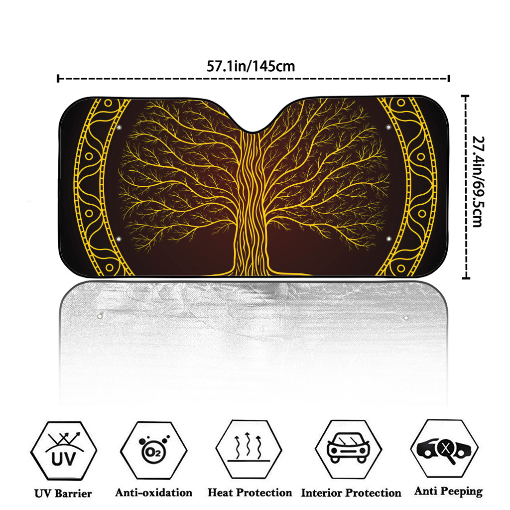 Druidic Yggdrasil Tree Print Car Windshield Sun Shade