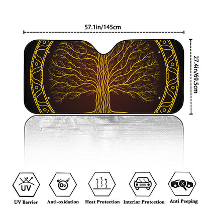 Druidic Yggdrasil Tree Print Car Windshield Sun Shade