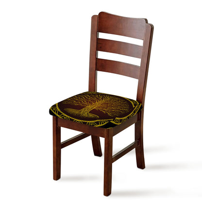 Druidic Yggdrasil Tree Print Chair Cushion Cover