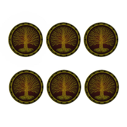 Druidic Yggdrasil Tree Print Coaster Set