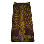 Druidic Yggdrasil Tree Print Cotton Front Slit Maxi Skirt