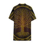 Druidic Yggdrasil Tree Print Cotton Hawaiian Shirt