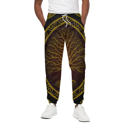 Druidic Yggdrasil Tree Print Cotton Pants