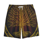 Druidic Yggdrasil Tree Print Cotton Shorts