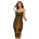 Druidic Yggdrasil Tree Print Cross Back Cami Dress
