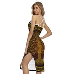 Druidic Yggdrasil Tree Print Cross Back Cami Dress