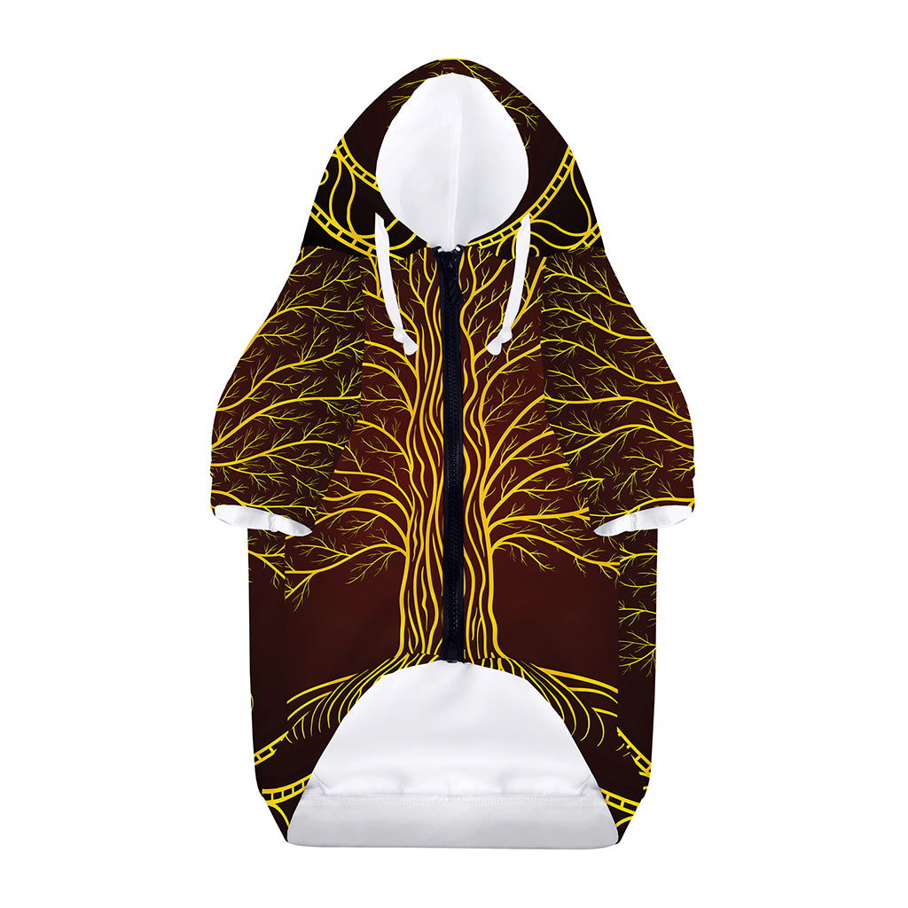 Druidic Yggdrasil Tree Print Dog Zip Up Hoodie