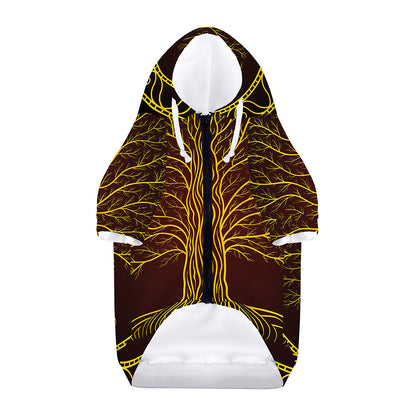 Druidic Yggdrasil Tree Print Dog Zip Up Hoodie