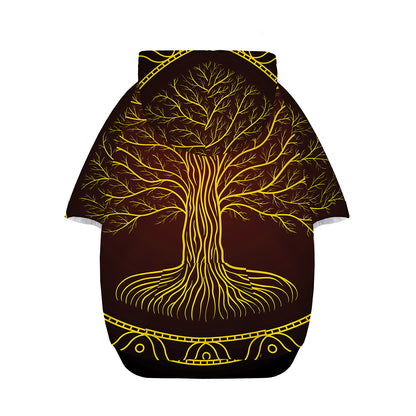 Druidic Yggdrasil Tree Print Dog Zip Up Hoodie