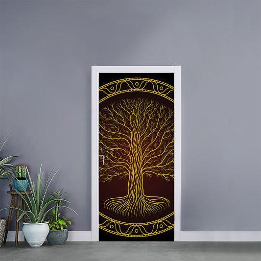 Druidic Yggdrasil Tree Print Door Sticker