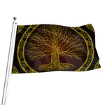 Druidic Yggdrasil Tree Print Flag