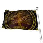 Druidic Yggdrasil Tree Print Flag