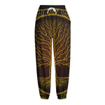Druidic Yggdrasil Tree Print Fleece Lined Knit Pants