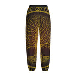 Druidic Yggdrasil Tree Print Fleece Lined Knit Pants