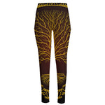Druidic Yggdrasil Tree Print High-Waisted Pocket Leggings