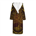 Druidic Yggdrasil Tree Print Hooded Bathrobe