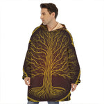 Druidic Yggdrasil Tree Print Hoodie Blanket