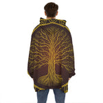 Druidic Yggdrasil Tree Print Hoodie Blanket