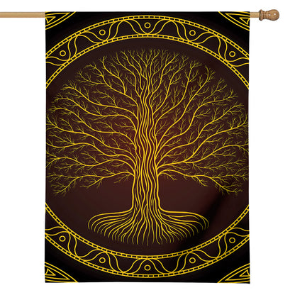 Druidic Yggdrasil Tree Print House Flag