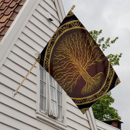 Druidic Yggdrasil Tree Print House Flag