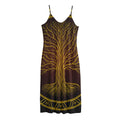 Druidic Yggdrasil Tree Print Jersey Midi Cami Dress