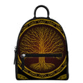 Druidic Yggdrasil Tree Print Leather Backpack