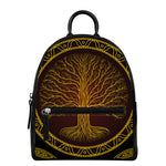 Druidic Yggdrasil Tree Print Leather Backpack