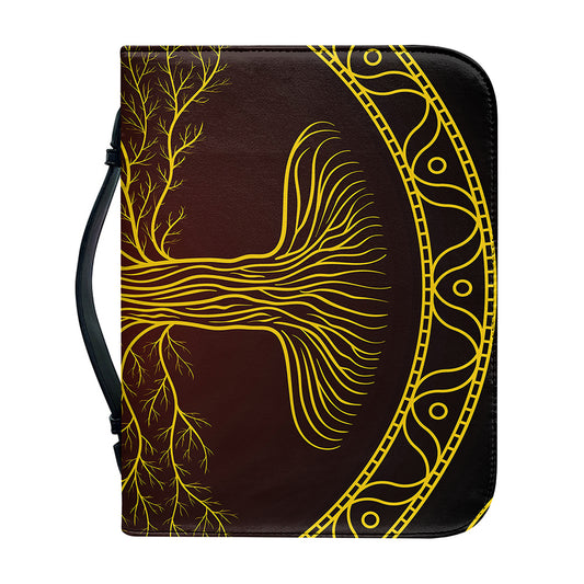 Druidic Yggdrasil Tree Print Leather Bible Cover