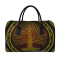 Druidic Yggdrasil Tree Print Leather Duffel Bag