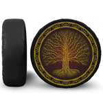 Druidic Yggdrasil Tree Print Leather Spare Tire Cover