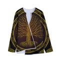 Druidic Yggdrasil Tree Print Long Sleeve Short Coat