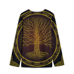 Druidic Yggdrasil Tree Print Long Sleeve Short Coat