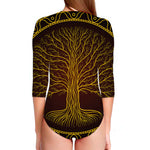 Druidic Yggdrasil Tree Print Long Sleeve Swimsuit