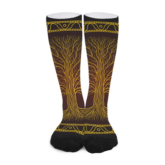 Druidic Yggdrasil Tree Print Long Socks