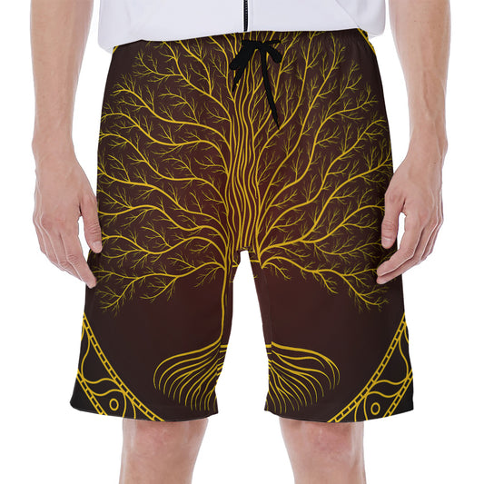 Druidic Yggdrasil Tree Print Men's Beach Shorts
