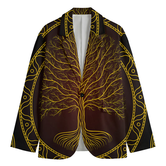 Druidic Yggdrasil Tree Print Men's Blazer