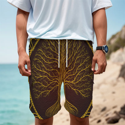 Druidic Yggdrasil Tree Print Men's Cargo Shorts