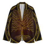 Druidic Yggdrasil Tree Print Men's Cotton Blazer