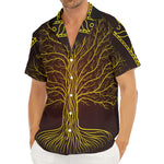 Druidic Yggdrasil Tree Print Men's Deep V-Neck Shirt